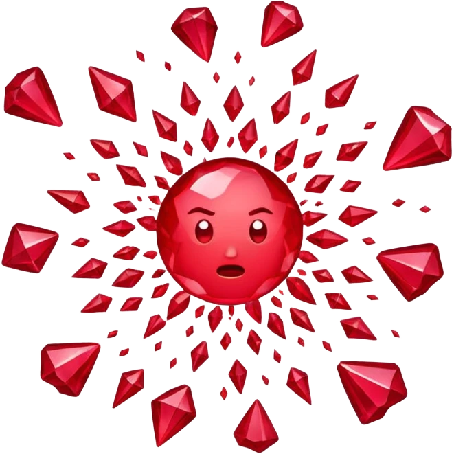 head exploding with rubies flying out emoji