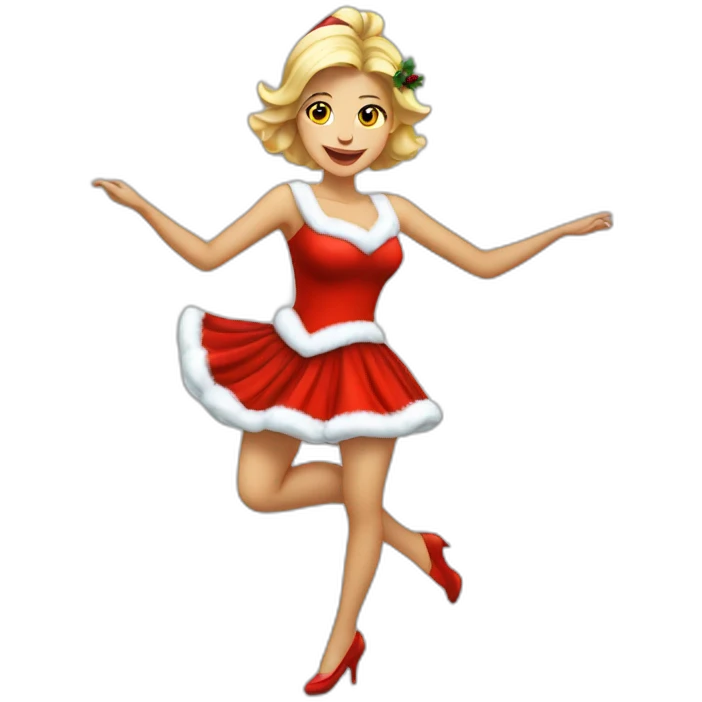 dansing blonde woman in christmas dress full body emoji