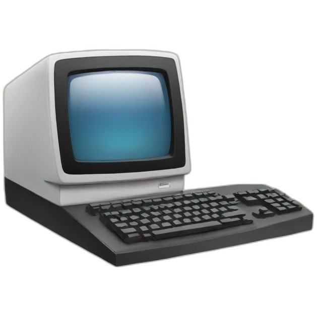 old computer with binary code displayed emoji