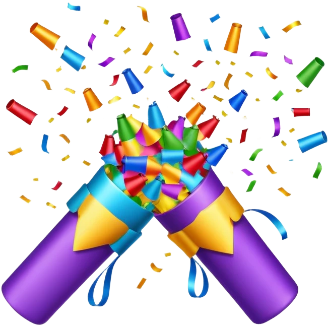 Colorful celebration with confetti and party poppers emoji