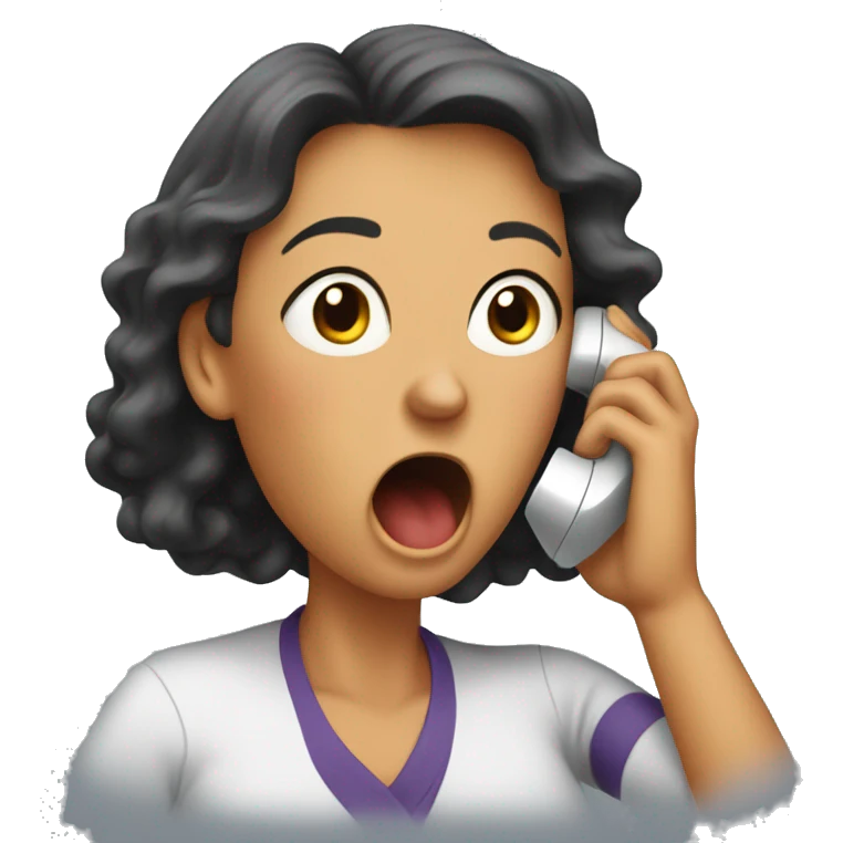 Mom burping loud 🫧 on the phone emoji
