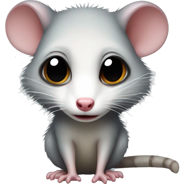 opossum looking straight ahead with a tear drop coming from its eye emoji
