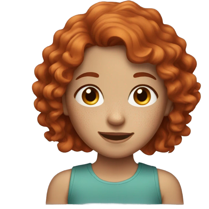 red-haired girl with wavy hair and freckles emoji