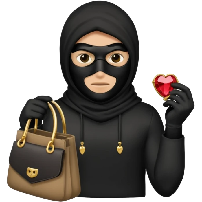 Thief with black mask and stolen jewelry bag emoji