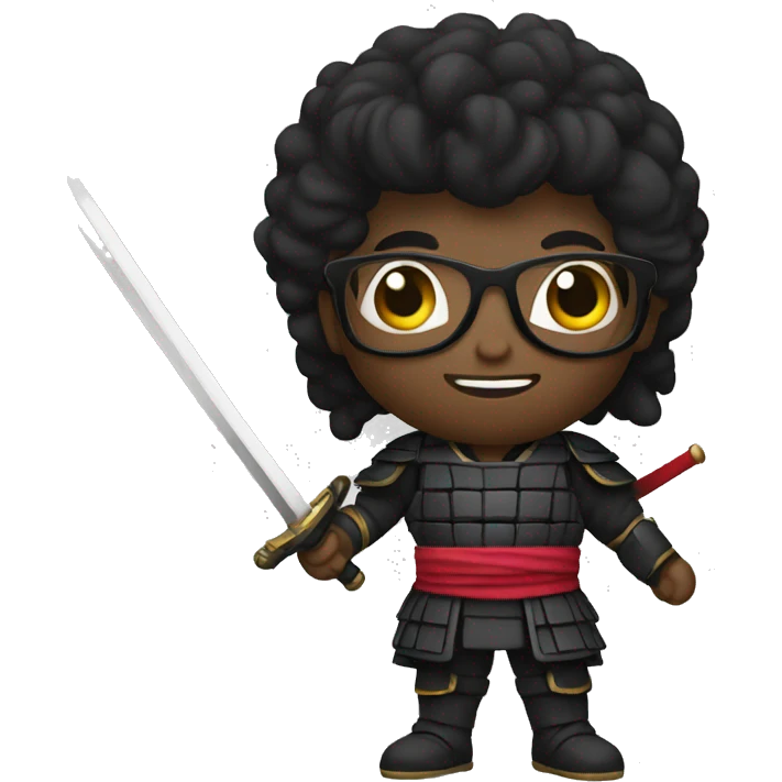 Black samurai nerd with sword  emoji