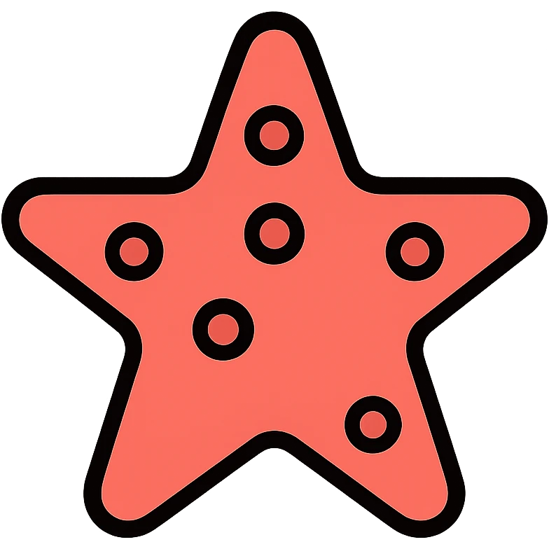 colorful starfish icon with coral pink color and bold outline emoji