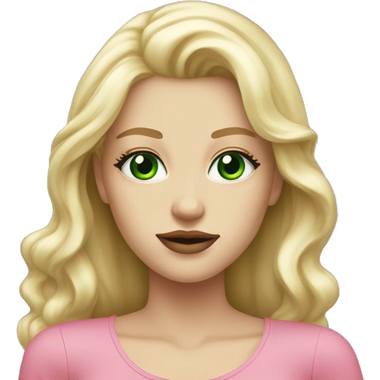 Blonde Long hair girl green eyes big pink lips beautiful  emoji