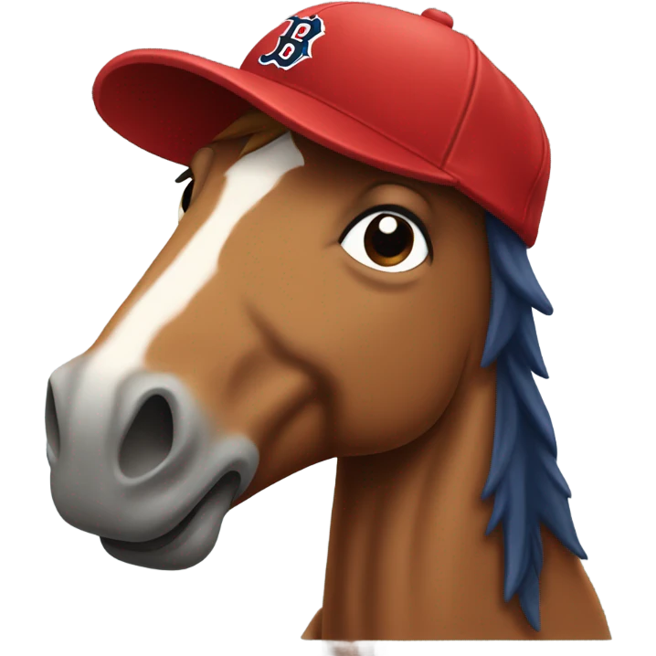Horse with red sox baseball cap on emoji