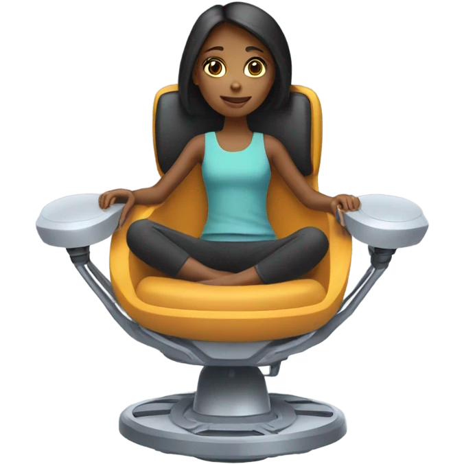 Girl sitting in sleek hoverchair of the future  emoji