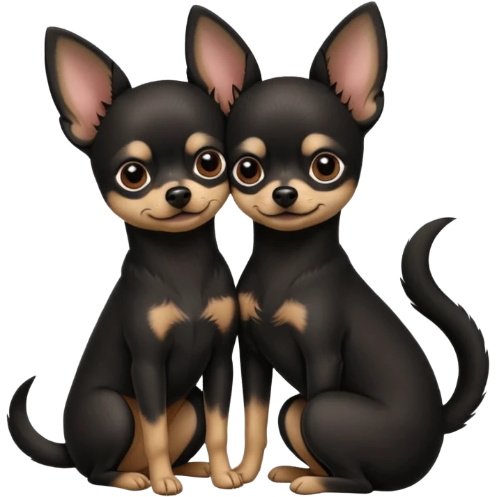 Two black chihuahuas cuddling emoji