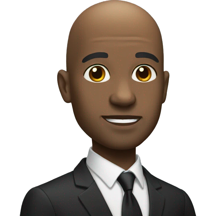 Bald black man in formal suit emoji