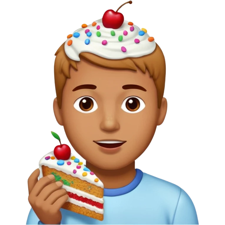 man enjoying eating a cake emoji