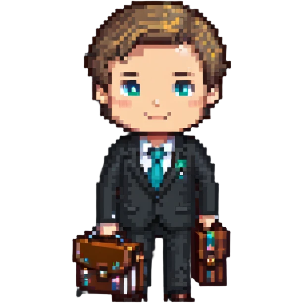 chibi businessman in suit with briefcase emoji