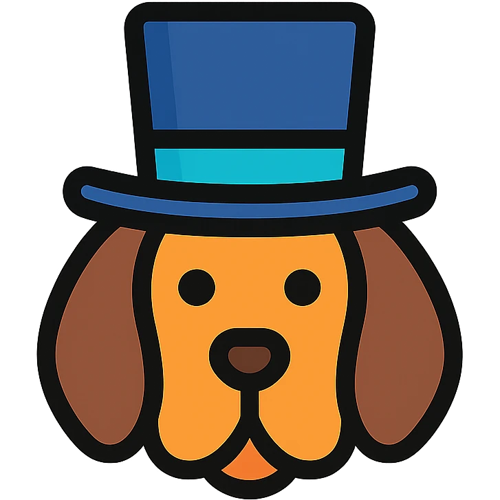 dog wearing a tophat, color outline icon style emoji
