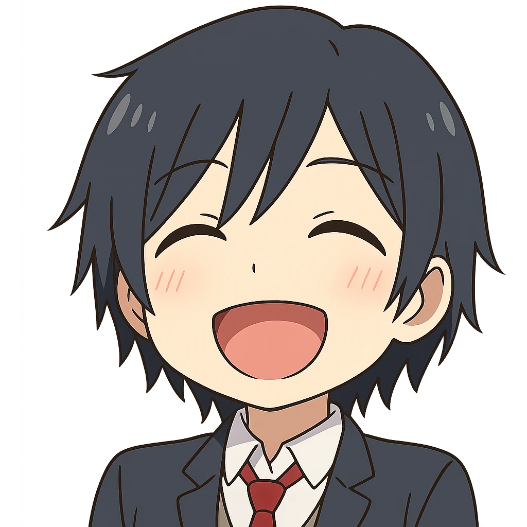 Anime-style emoji combining Hiro from 'Darling in the Franxx', Miamur from 'Horimiya', and Kanata Asai from 'Ovation Moments' emoji