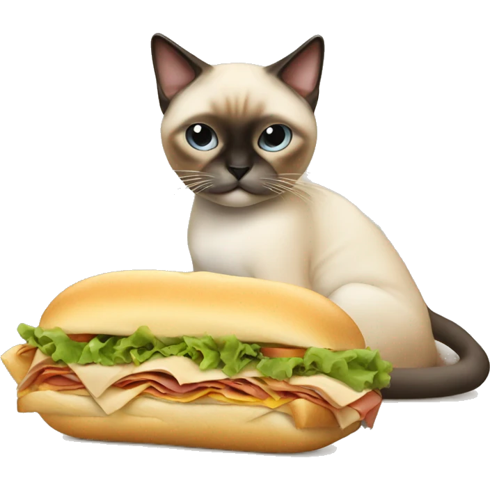 chonky siamese cat eating sub sandwich  emoji