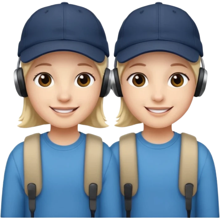 Make me a twins wearing a cap while listening to a song twin is 👯‍♀️ emoji