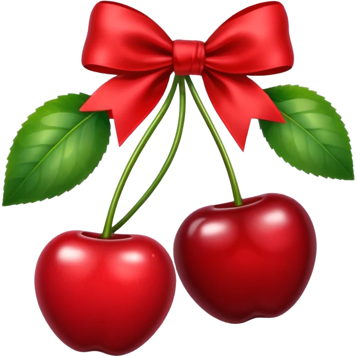 two cherries connected with a bow emoji
