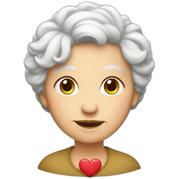 old woman with heart emoji