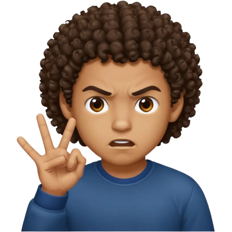 Ragazzo mulatto col coi ricci che manda a fanculo emoji