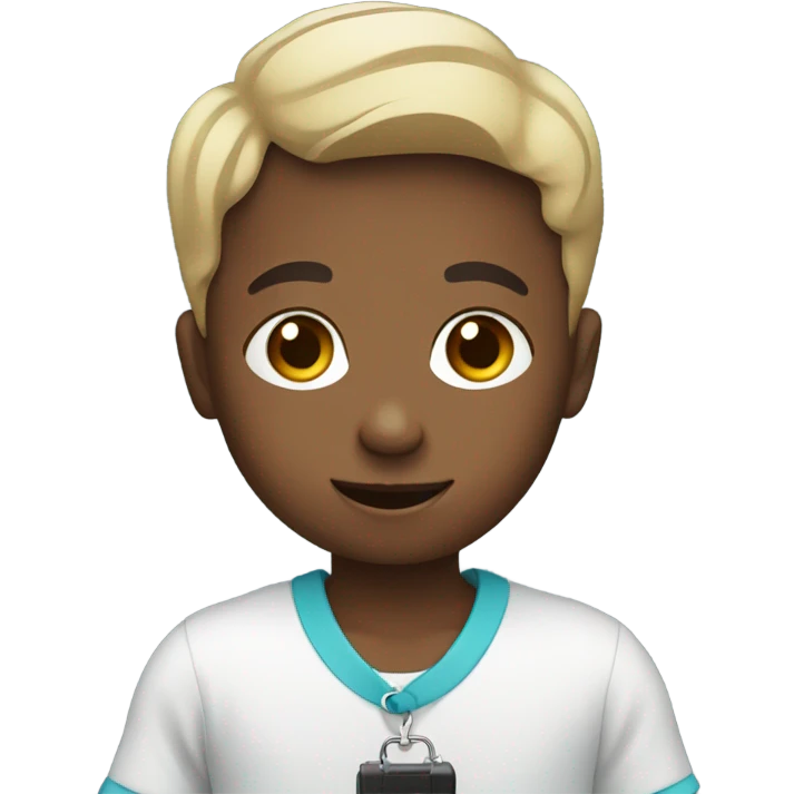Kid holding AAC device emoji