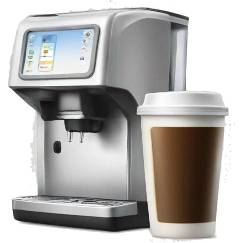 Coffee machine with a mug and a milk container emoji