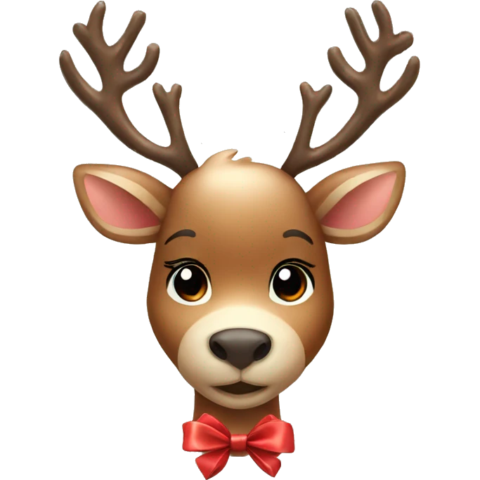 Cute reindeer with bow emoji