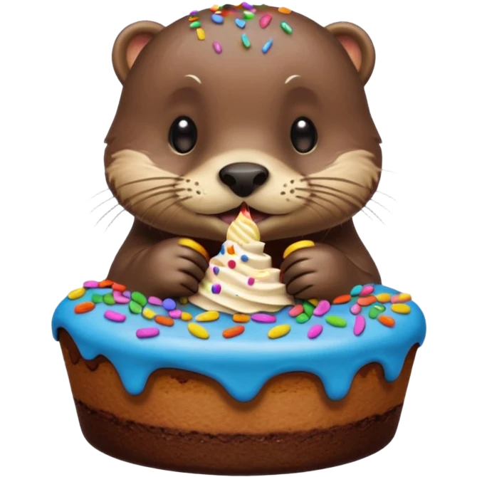 otter eating cake emoji
