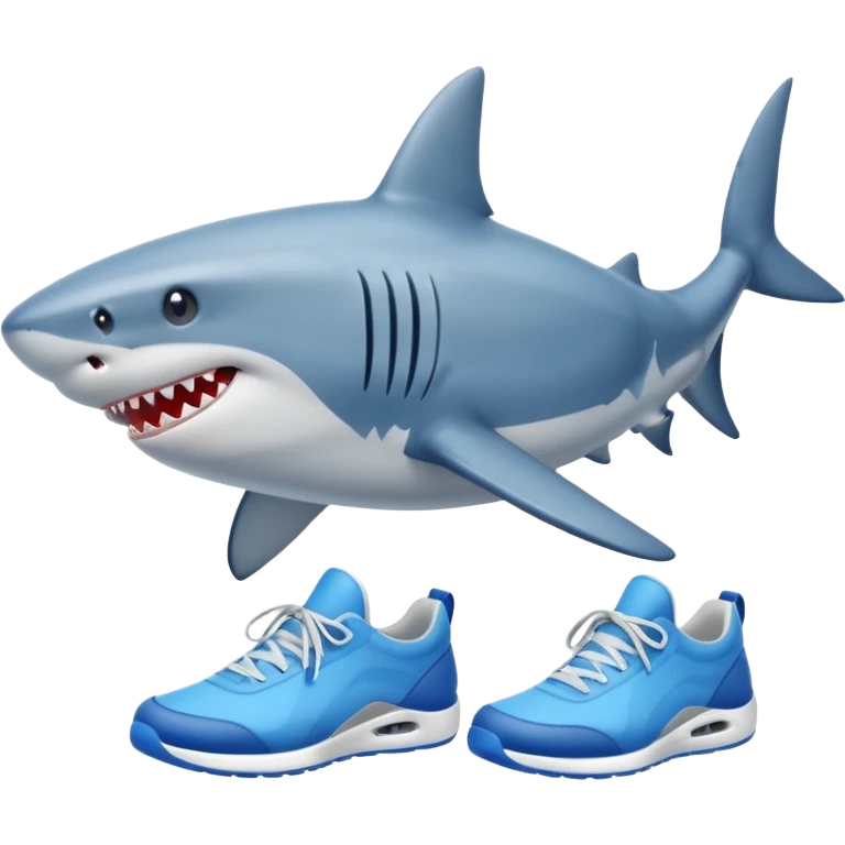 a shark with blue sneakers emoji