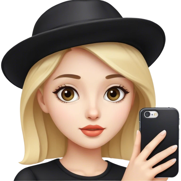 girl with black hat selfie emoji