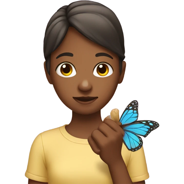 A girl having butterfly in her hand emoji