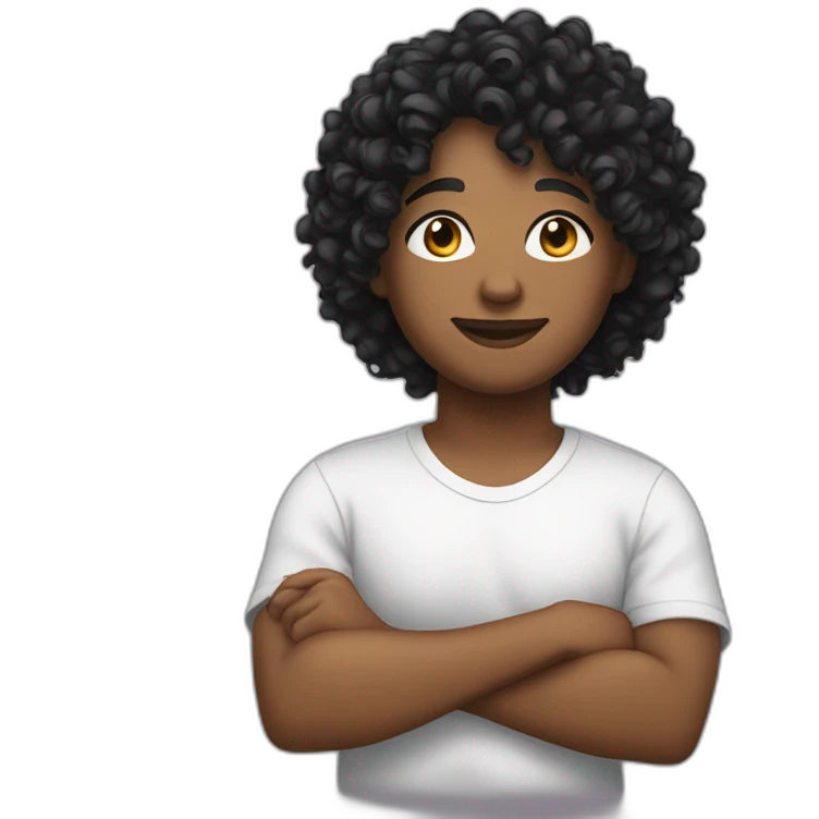 black curly hair with white tshirt emoji