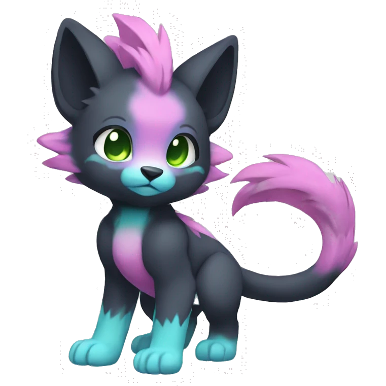 Cute cool black green blue purple pink animal hybrid Fakemon full body emoji