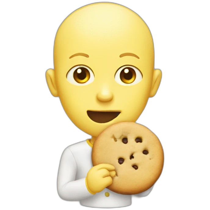 yellow bald face eating cookie emoji