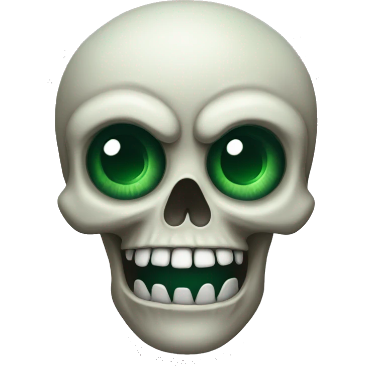 scary looking skull with big green eyes  emoji