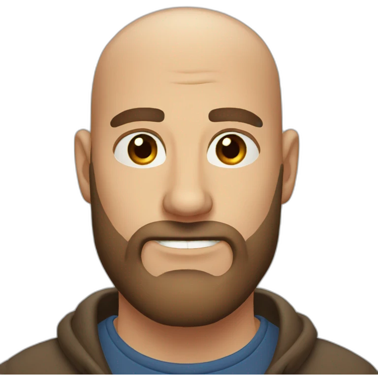 Bald Man beard brown eyes with Moose antlers emoji