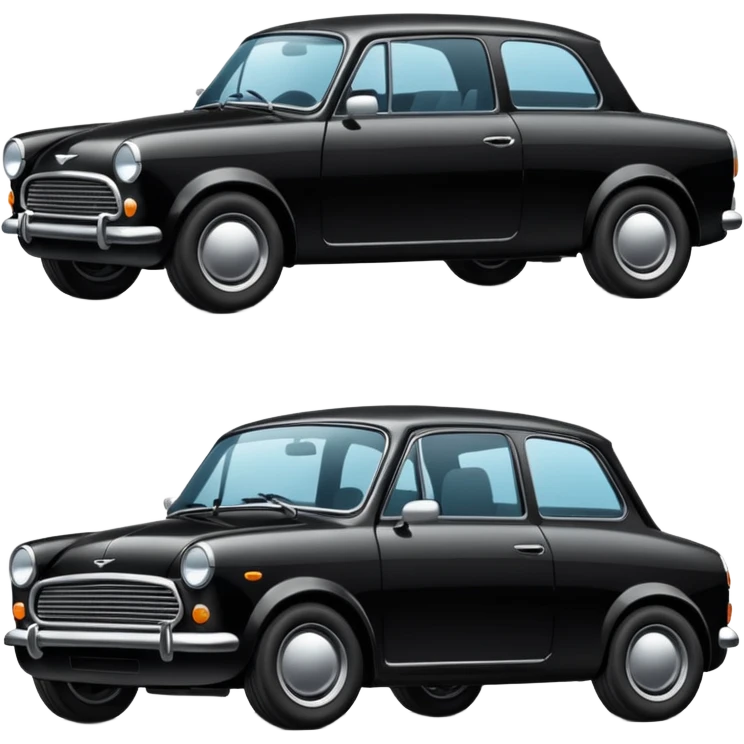Can you make it fully black, and also all the car parts black and should be basicly drawn instead of detailed, make sure to give it a good body shape, and its also 2D emoji