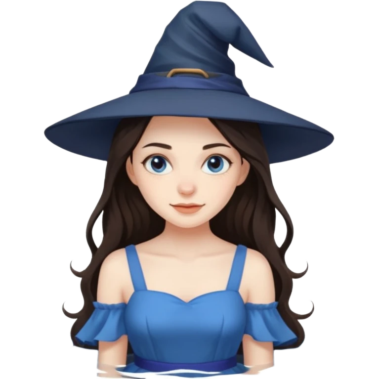Brunette girl witch cool water emoji