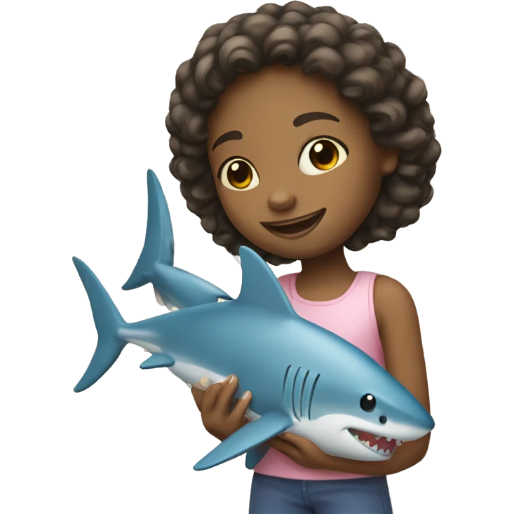 a girl with a toy shark emoji
