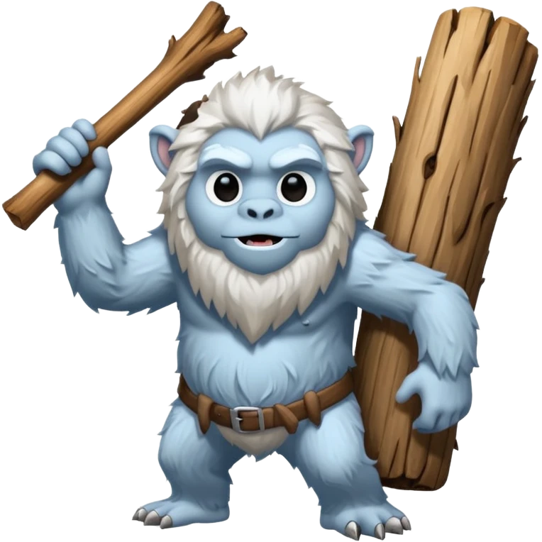 yeti, carrying a big wood emoji