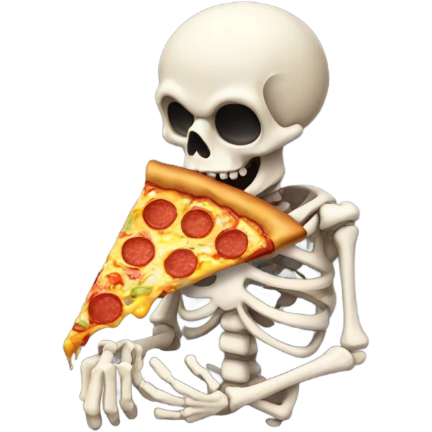 Skeleton eating pizza emoji