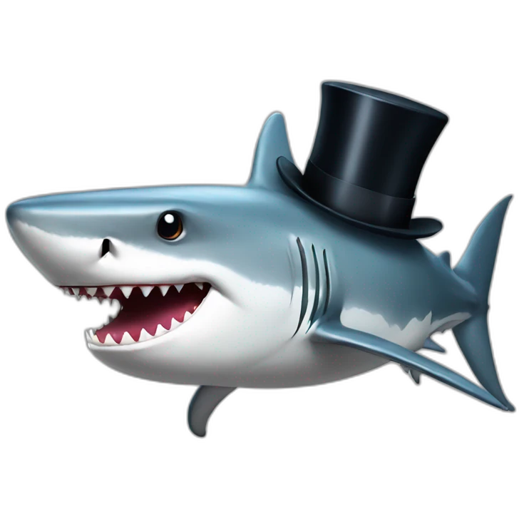 Shark with a top hat emoji