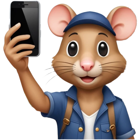 Rat tourist taking selfie in front of Eiffel Tower emoji