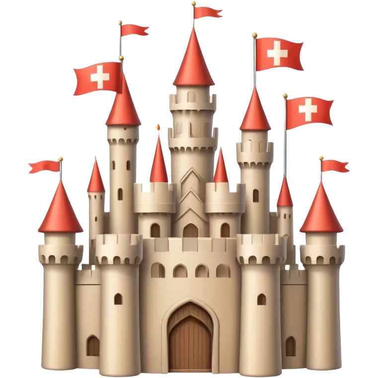 Beige Fantasy castle with tall towers and flags emoji