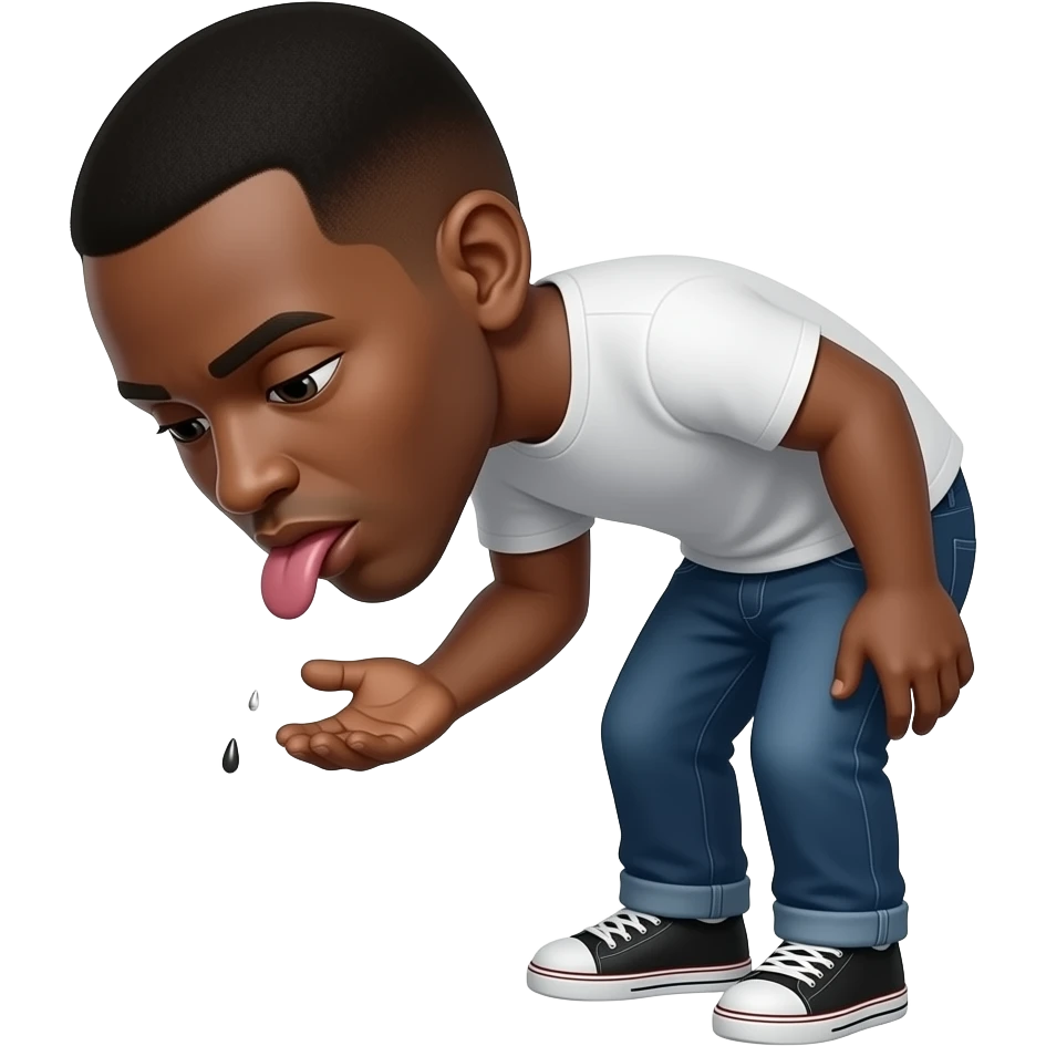 homme noir debout, crache par terre emoji