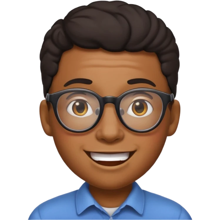 black nerd emoji, expressive face, glasses, joyful emoji