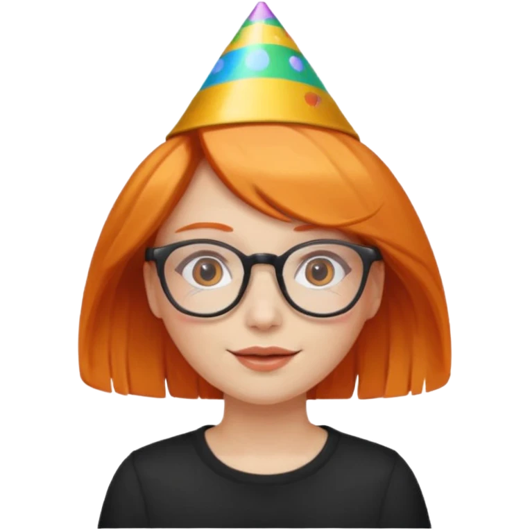 party hatted orange haired girl glasses emoji
