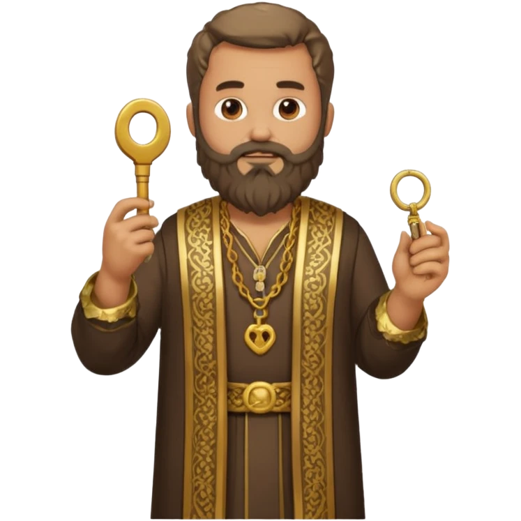 fullbody apostle Peter holding keys full beard standing intricate clothing high detail emoji style emoji