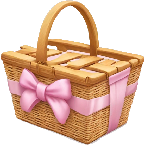 Picnic  basket in light pink bow emoji