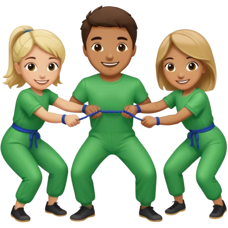 People in green jumpsuits playing tug-of-war emoji